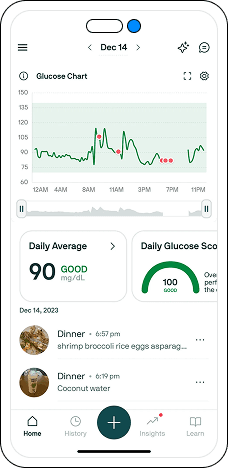 Nutrisense app phone mockup