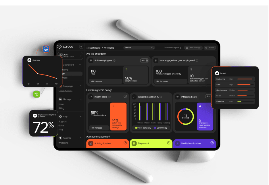 Strove app main screen
